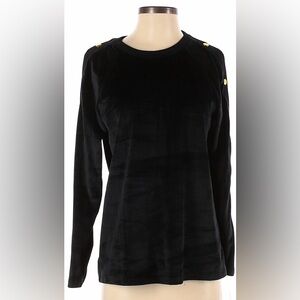Michael Kors Black Velvet Top with Gold Buttons